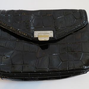 Nine West Black Patent Clutch/Crossbody with chain